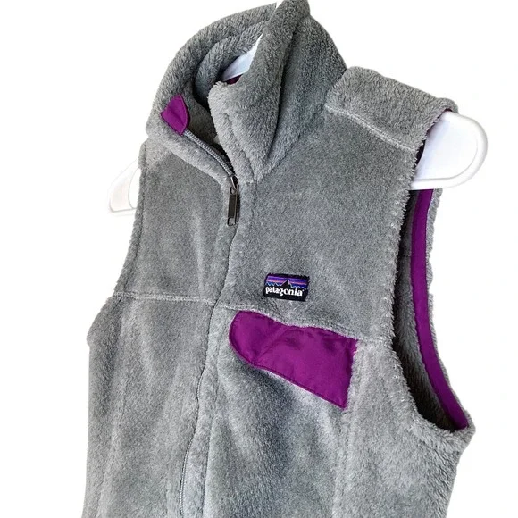 Patagonia Re-Tool Polartec Full Zip Fleece Vest Grey Purple Womens S Outdoor EUC - Picture 3 of 9